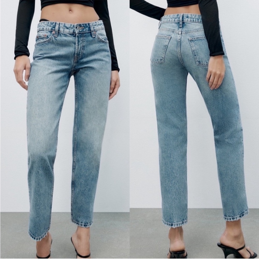 ZARA The Indie Cropped Straight Leg Denim Jeans Size 6